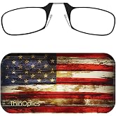 ThinOptics Pod Reading Glasses - Slim Armless Pocket Readers - Rustic Flag, 1.5x