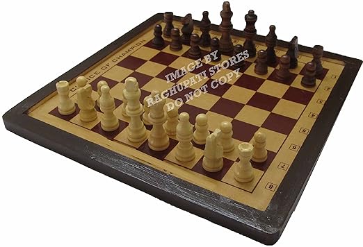 Skyhigh Muskaan Elegant Wooden Chess Set Board Game Checker with Cream and Brown Chessmen
