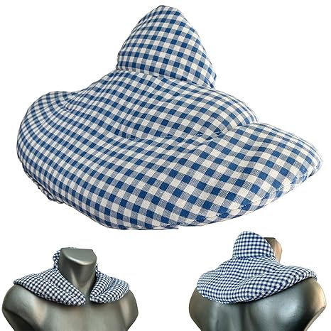 Cojín cervical de calor con cuello. azúl-blanco. Almohada térmica ...