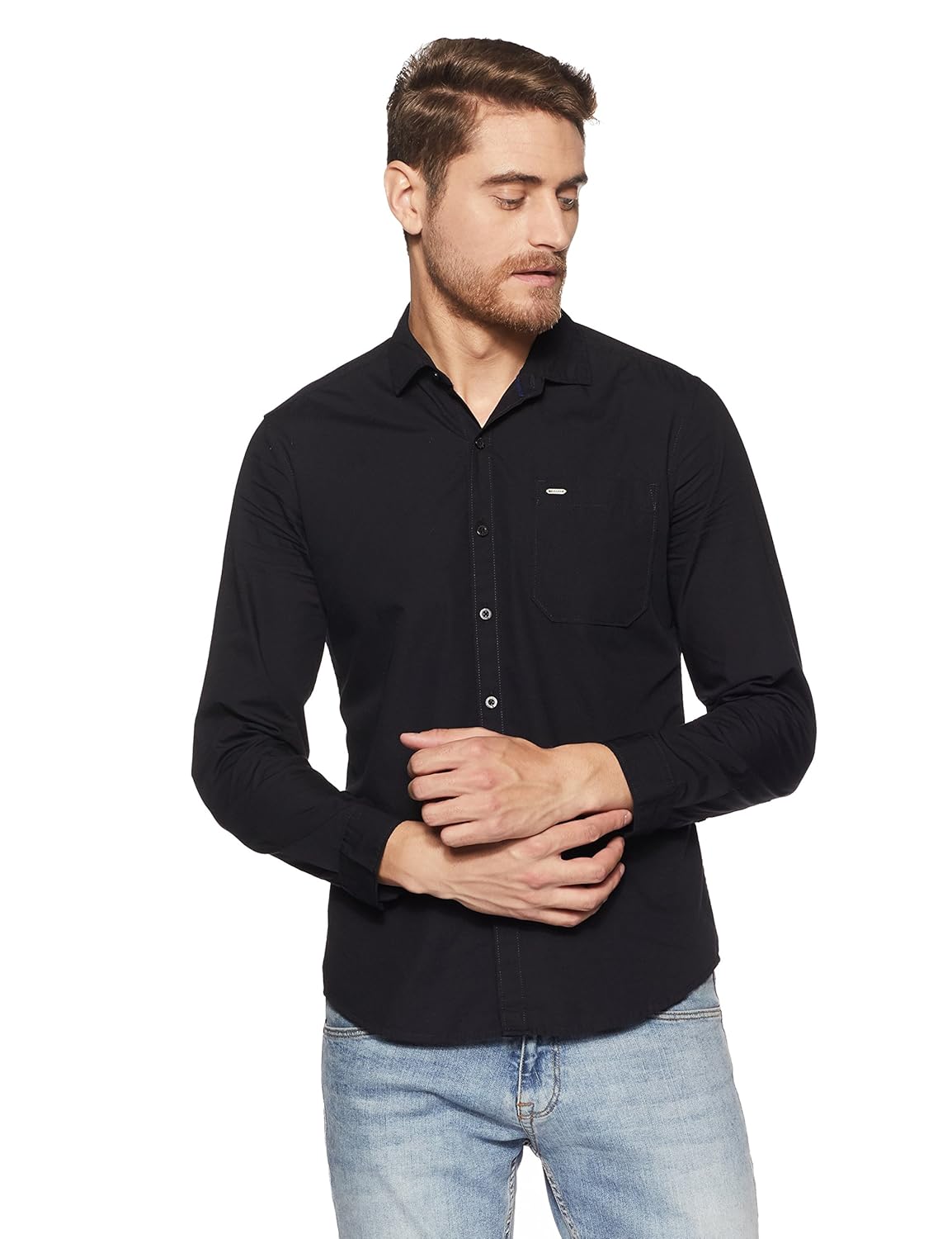 lee men's solid slim fit casual shirt