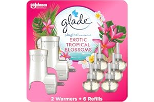 Glade PlugIns Air Freshener Oil Refill Kit, Scented and Essential Oils for Home and Bathroom, Exotic Tropical Blossoms, 2 War