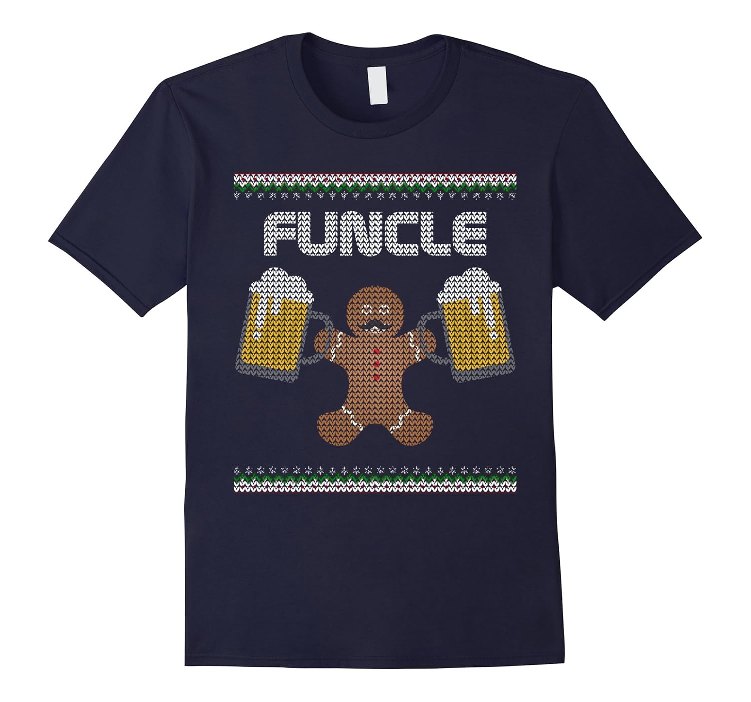 Funny Uncle with beer Christmas Ugly Sweater T Shirt-ANZ