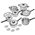 Maxam 9-Element Waterless Cookware Set, Durable Stainless Steel Construction with Heat and Cold Resistant Handles, 17-Pieces