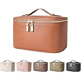 Cosmetic Bag,ROWNYEON Makeup Bag,Portable Makeup Train Case,Travel Toiletry Bag Case Organizer for Women,Brown