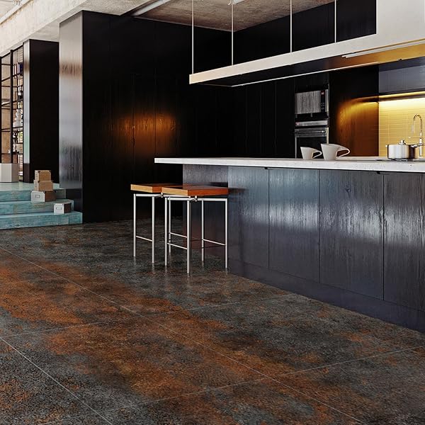 ART3D PEEL AND STICK FLOOR TILE, 30-PACK 12 X 12IN. COVERS 30 SQ.FT, WATERPROOF VINYL FLOORING TILES SELF ADHESIVE FOR KITCHEN, BATHROOM & BEDROOM – RUST GRANITE