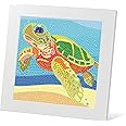 DIYGEMDOT Sea Turtle Diamond Painting Kit for Kids with Wooden Frame, 5D Diamond Art Gem Painting for Beginners, Gem Art Crafts and Gifts for Girls and Boys Ages 4-5-6-7-8-9-10-11-12 (7X7 Inches)