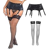 ohyeah Plus Size Garter Belt for Women 6 Straps Faux Leather Garter Belt for Thigh Highs Lace PU Suspenders Belt