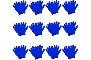 FOMANN Kids Warm Magic Gloves 12 Pairs Boys Knit Gloves Girls Winter Solid Finger Gloves(7 to 16 years old)