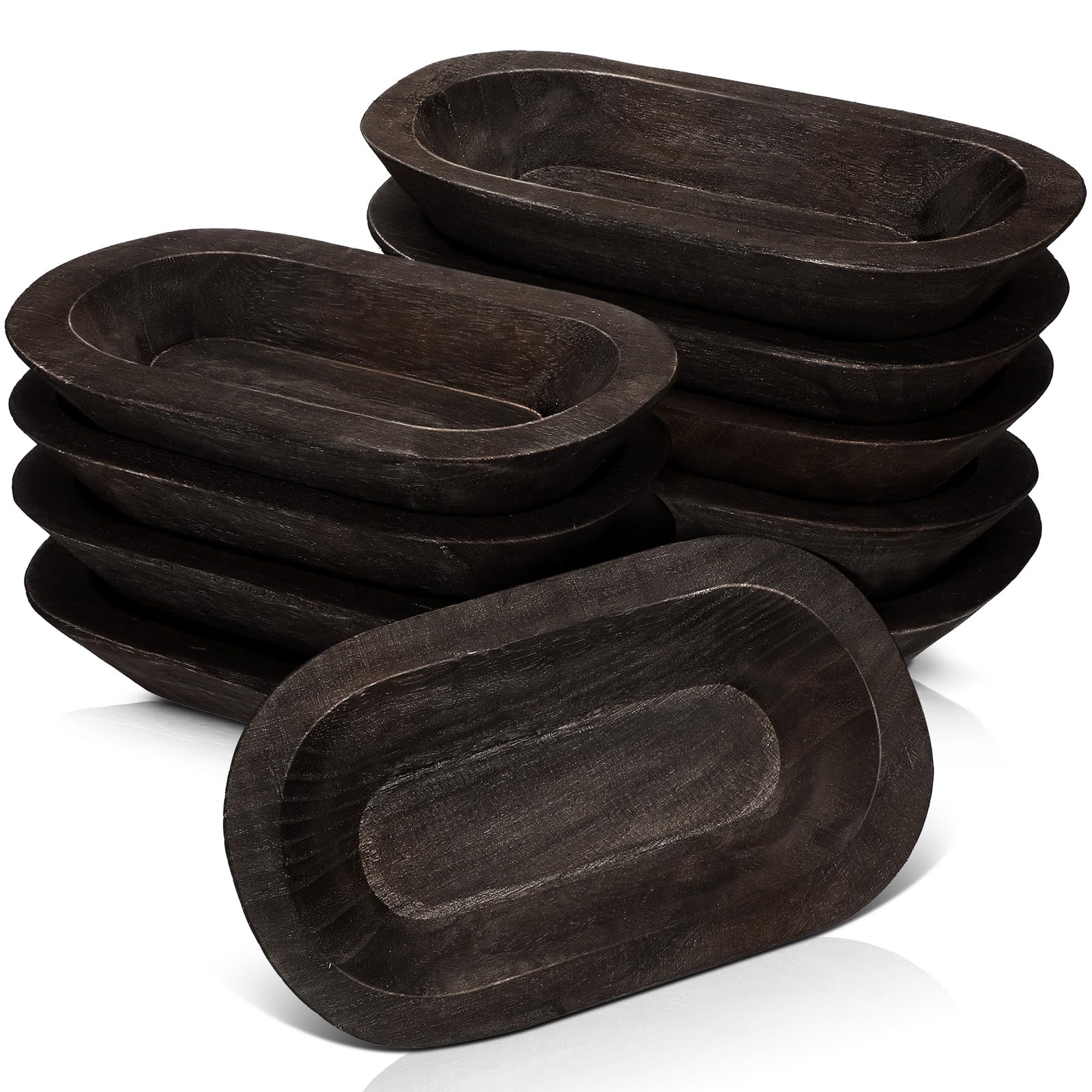 Photo 1 of Nuogo 10 Pack Wooden Dough Bowls Bulk 8.5 Inch Rustic Dough Bowls for Wedding DIY Candle Home Crafts Making Farmhouse Fruits Supplies Decoration(Black)