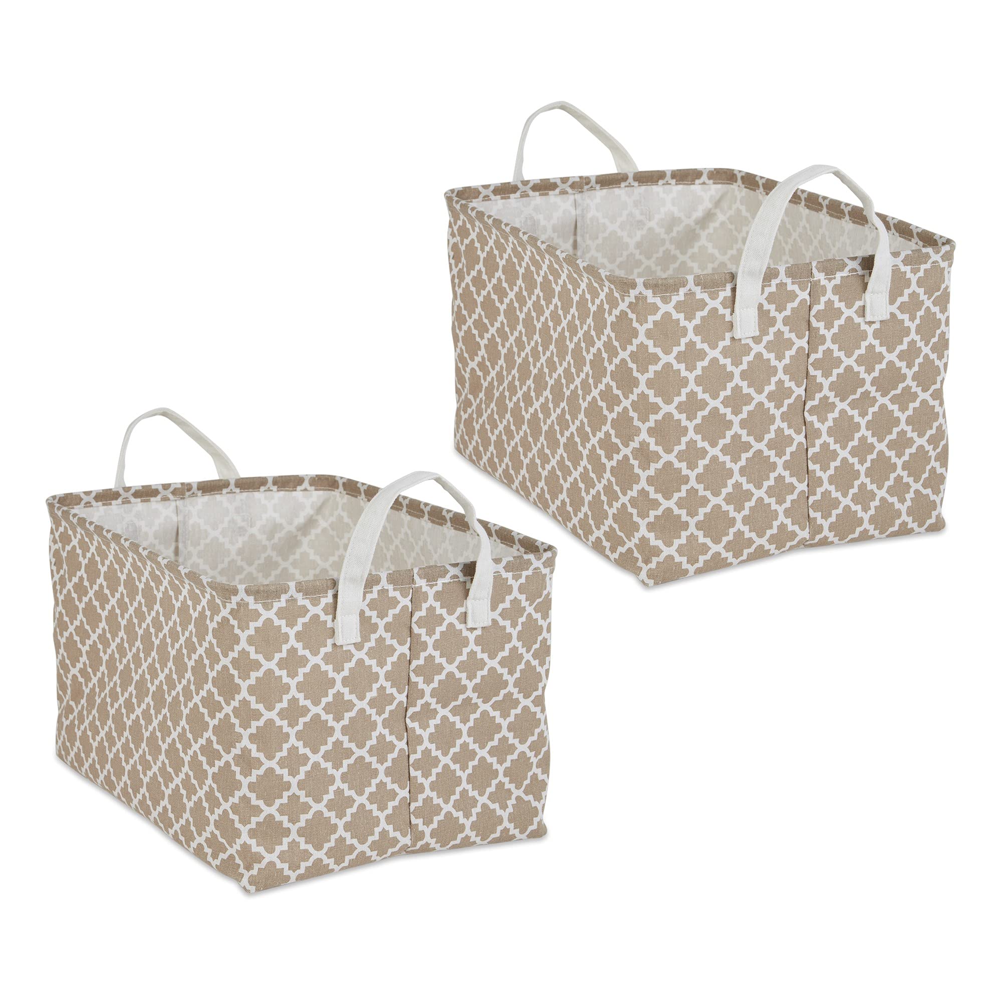 DII Laundry Storage Collection, PE Coated Collapsible Bin with Handles, Stone Lattice, Extra-Large Set, 12.5x17.5x10.5