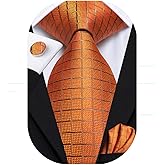 Hi-Tie Men's Tie Sets Silk Paisley Striped Necktie Pocket Square Cuff-links Sets Wedding Business Holiday