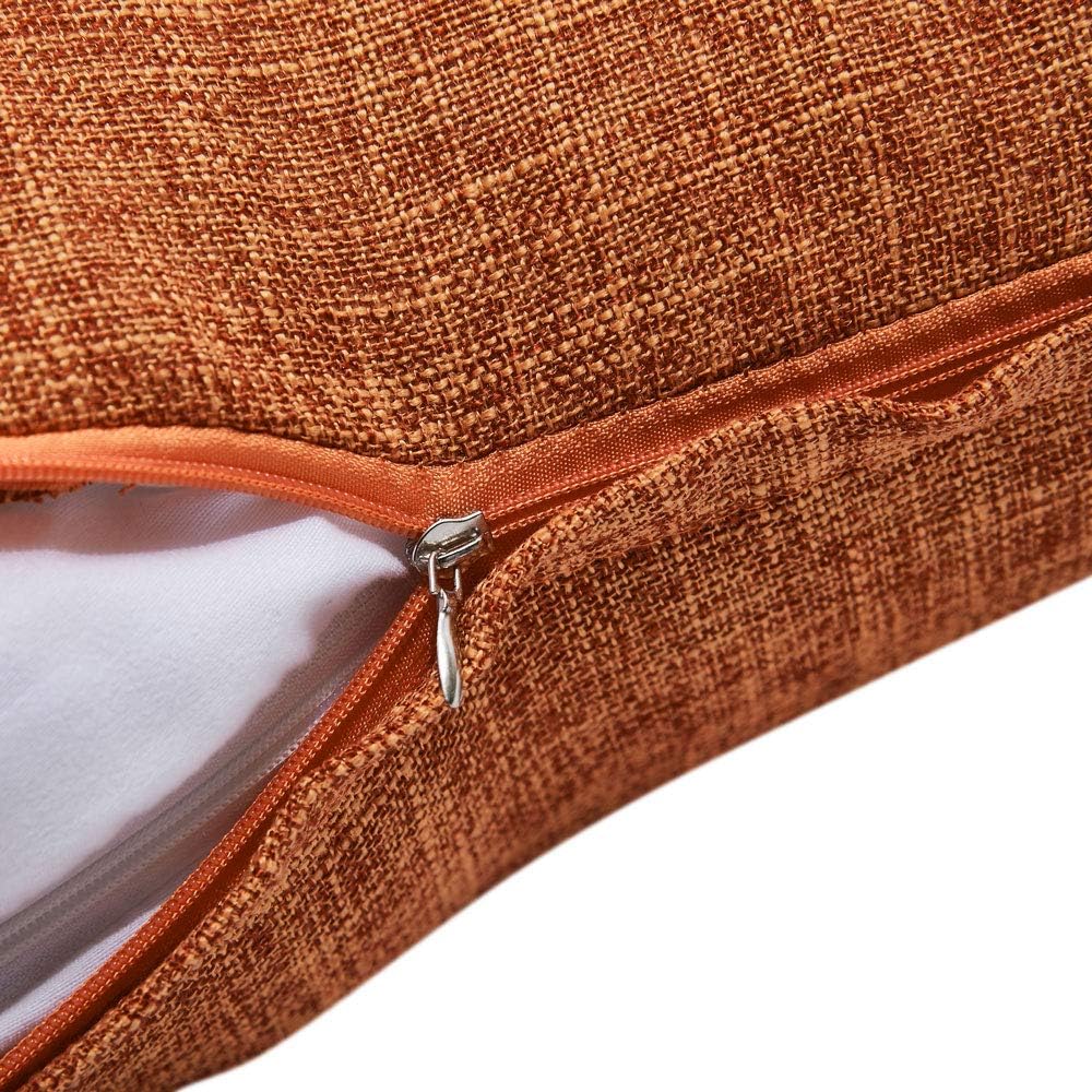 Anickal Set of 2 Fall Orange Pillow Covers Cotton Linen Decorative Square Throw Pillow Covers 18x18 Inch for Sofa Couch Decoration: Home & Kitchen