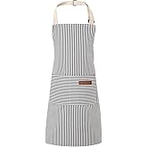 XLSXEXCL Stripes Kids Apron, Kids Cooking Aprons with 2 Pockets, Cute Kids Aprons for Cooking for Boys and Girls