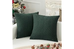 K KEVIN TEXTILE Kevin Textile Christmas Decorative Pillow Covers Set of 2 Striped Plush Corduroy Pillows Pillowcases Boho Home Decor Cushion Covers for Couch Sofa Bed Living Room 18x18 Inch, Army Green