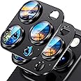 Uyiton Compatible with iPhone 15 Pro/iPhone 15 Pro Max Camera Lens Protector, [Not Easy to Break][Strong Adsorption][Case-Friendly] Metal Tempered Glass Rear Camera Screen Cover - Black, 2 Pack