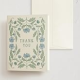 Minted Thank You Cards Pack, Set of 10 Folded Thank You Cards with Envelopes, Blank Card, Botanical Floral Design, Luxurious Paper, Designed by Independent Artists, Wedding, Baby Gifts & Bridal Shower