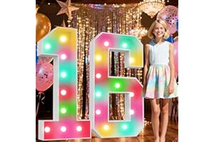 Ledido 4FT Marquee Light Up Numbers 16, 34 Colors Changing Marquee Numbers 4 Feet Tall with Remote, Big 16th Birthday Number, Large Lighted Number for Anniversary Graduation Birthday Party Decoration