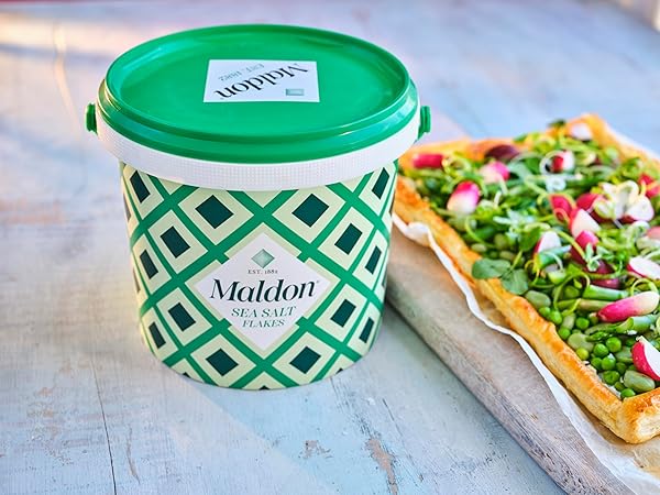 MALDON SALT, SEA SALT FLAKES, 3.1 LB, BULK TUB, KOSHER, NATURAL, HANDCRAFTED, GOURMET, PYRAMID CRYSTALS