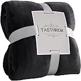 TASTHROW Black Throw Blanket 50x60 Inches, Soft Plush Cozy Fleece Flannel Throw Blanket, Lightweight Warm Throws for Bed, Couch, Bedroom and Living Room, All Seasons