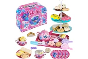 TOYTOPUS 68Pcs Tea Set for Little Girls, Birthday Gift for Age 3 4 5 6 7 8 Year Old, Toddler Toys Tea Party Set for Little Girls, Princess Kids Kitchen Pretend Toy with Tin Tea Set, Desserts & Carrying Case