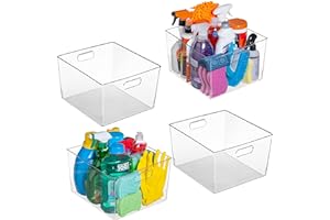 ClearSpace Clear Plastic Storage Bins – XL 4 Pack Perfect for Kitchen,Fridge, Pantry Organization, Cabinet Organizers