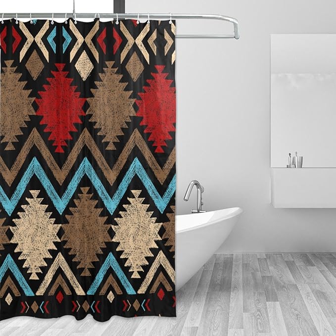 JSTEL Vintage African Art Shower Curtain Mildew Resistant and