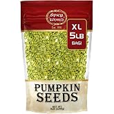Raw Pumpkin Seeds 5 LB Jumbo Bag - Shelled, AAA Grade, Unsalted, Dry, Vegan, Bulk Bag by Spicy World