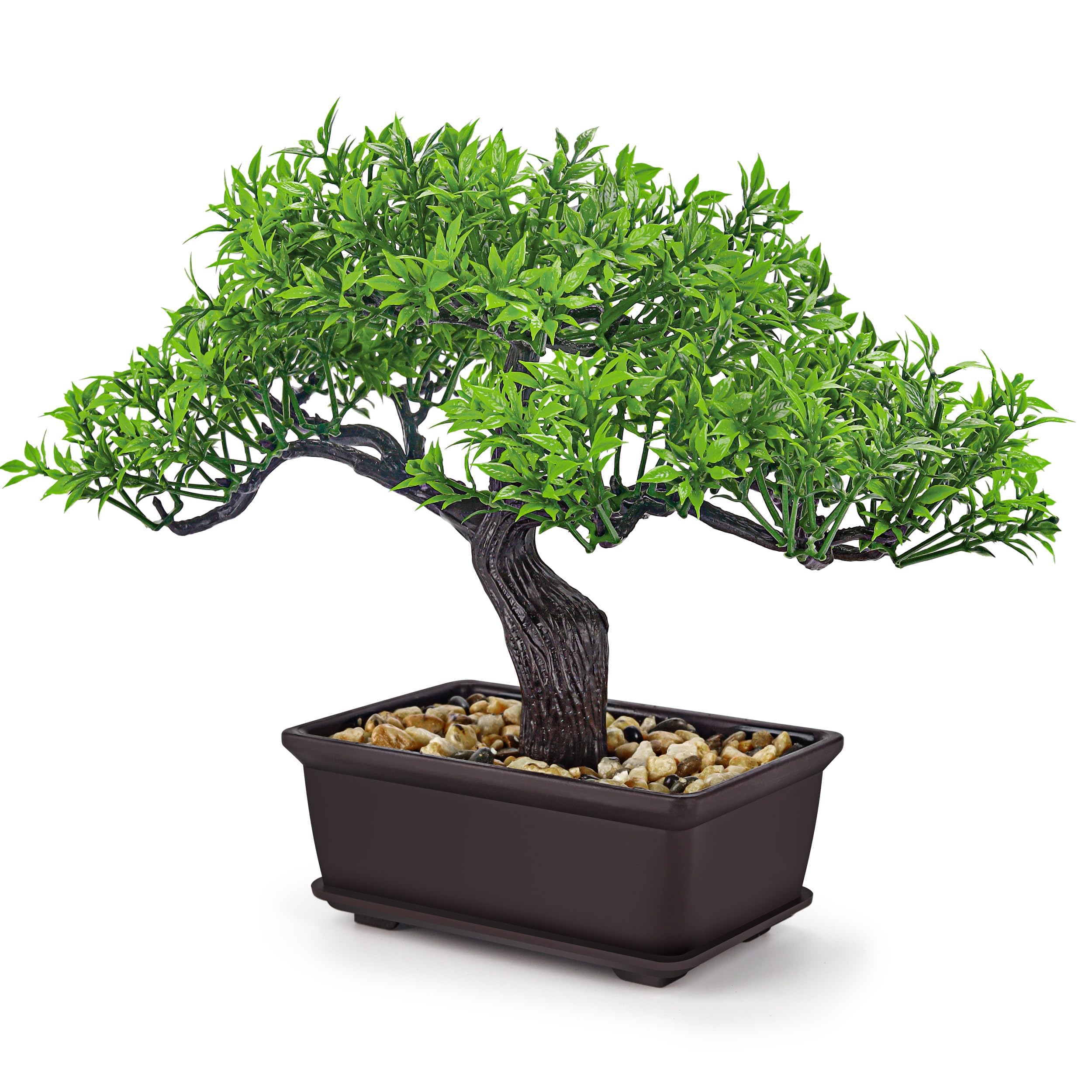 Photo 1 of Der Rose Artificial Bonsai Tree, 8”Zen Faux Plant for Men's Room Decor, Modern Fake Bonsai Tree for Home Office Desk Shelf Indoor Decor