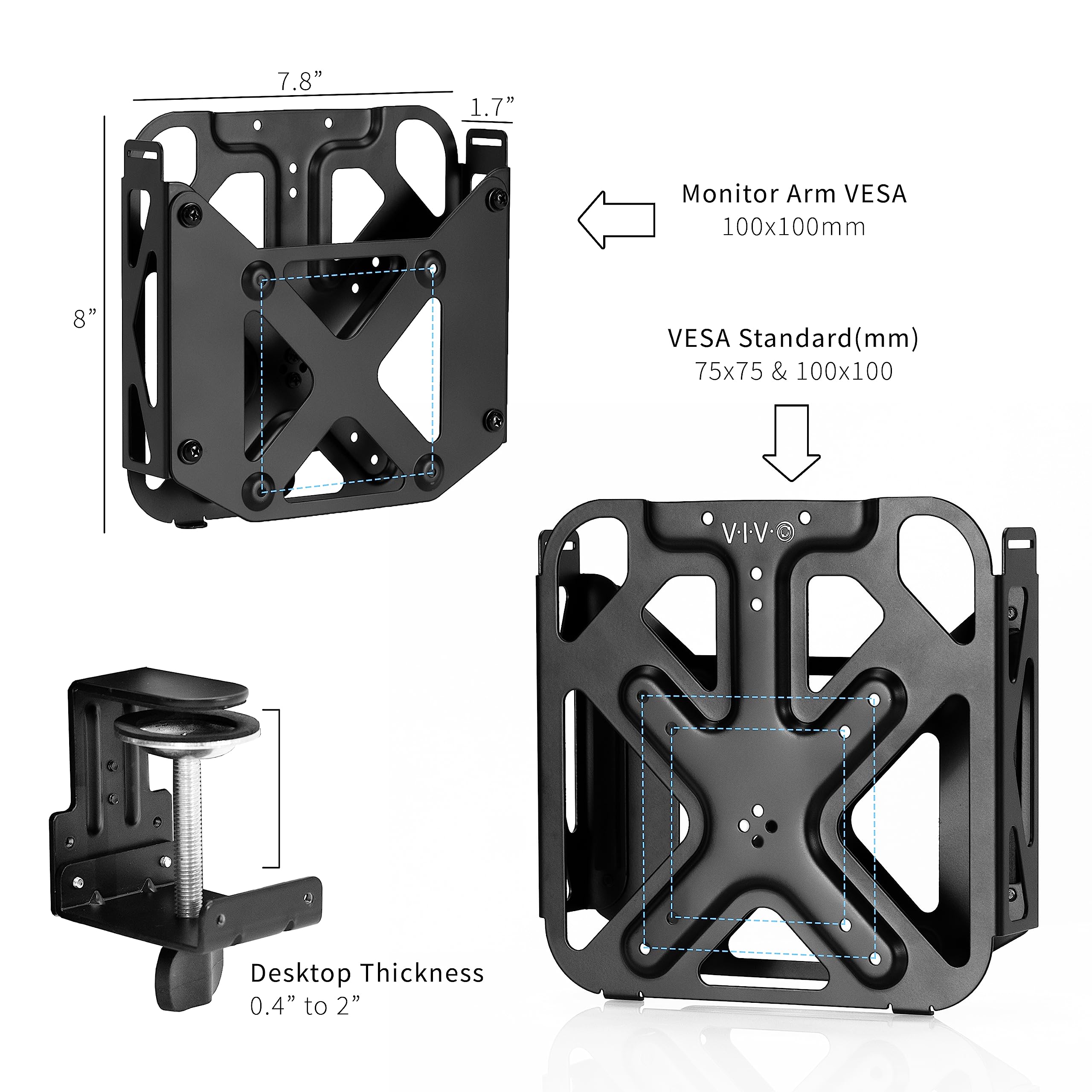 VIVO Behind Monitor VESA Mount Designed For Mac Mini, 2010 To Mid-2024 Models, Desk Clamp Option, Black, Mount-MINI1 - View #4