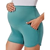 Ekouaer Maternity Shorts Over The Belly Pregnancy Lounge Summer Workout Pajama Sleep Shorts with Pockets
