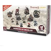 Dungeons &amp; Lasers Horrors of Deuslair DND Miniatures - 16 Monster Models with Scenic Bases - 5E Compatible use with D&amp;D and Tabletop RPG Games - Unpainted and Unassembled - for Ages 14 Years +