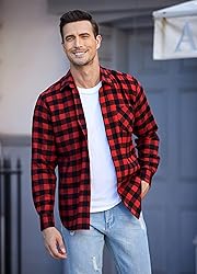 COOFANDY Mens Flannel Button Down Shirts Long