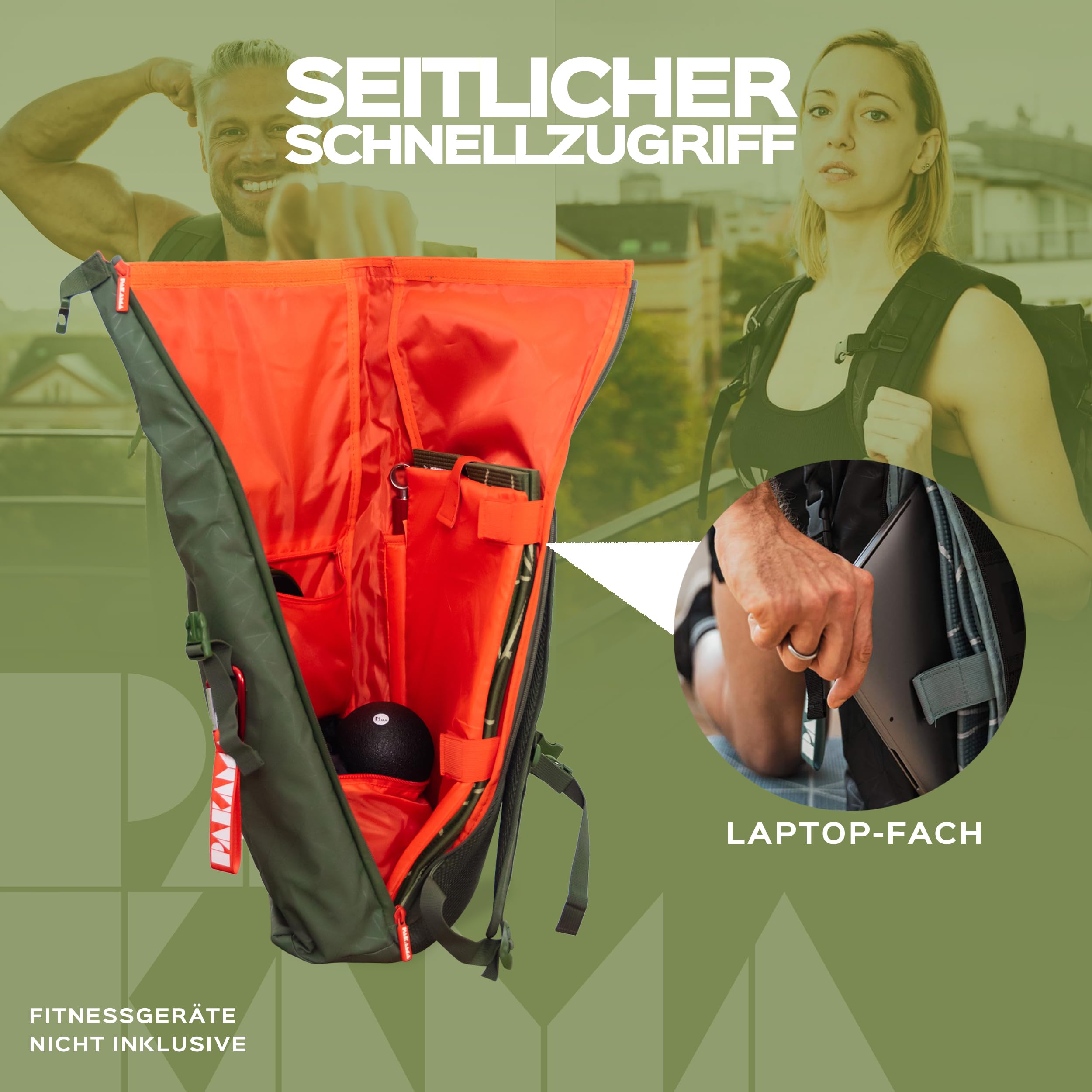 PAKAMA - Daypack Rucksack mit Rolltop 25l für Damen & Herren Grün klein - Wanderrucksack & Fahrradrucksack wasserdicht Arbeit & Wandern mit Laptop-Fach - Reiserucksack & Trekkingrucksack 4