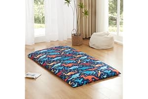 PPOLCA Twin Size Beige Futon Mattress Japanese Floor Mattress, Roll Up Guest Mattress with Twin Dinosaur Cover for Adults, Kids