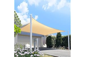 HOMA 7' x 9' Beige Rectangle Sun Shade Sail Canopy, 95% UV Blockage Awning Shelter Fabric Cloth Screen for Patio Outdoor Backyard - Heavy Duty Commercial Grade (Custom Size - Made in USA)