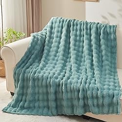 NEWCOSPLAY Twin Blanket for Couch Light Teal Super