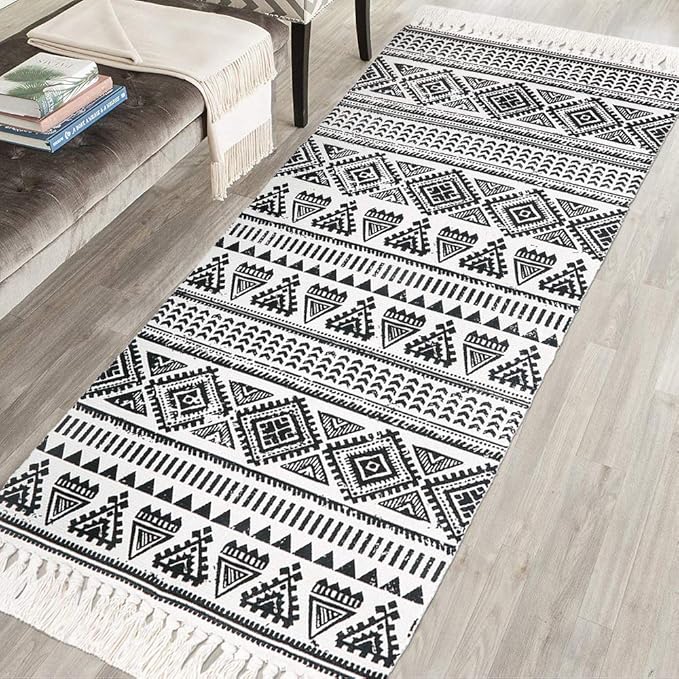 HEBE Cotton Runner Rugs Machine Washable 2'x4.3' Woven