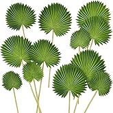 Ovveroche 12 PCS Artificial PU Foam Palm Leaves Tropical Fake Greenery for Wedding Bouquet Party Decor Boho Home Centerpieces DIY Floral Arrangements
