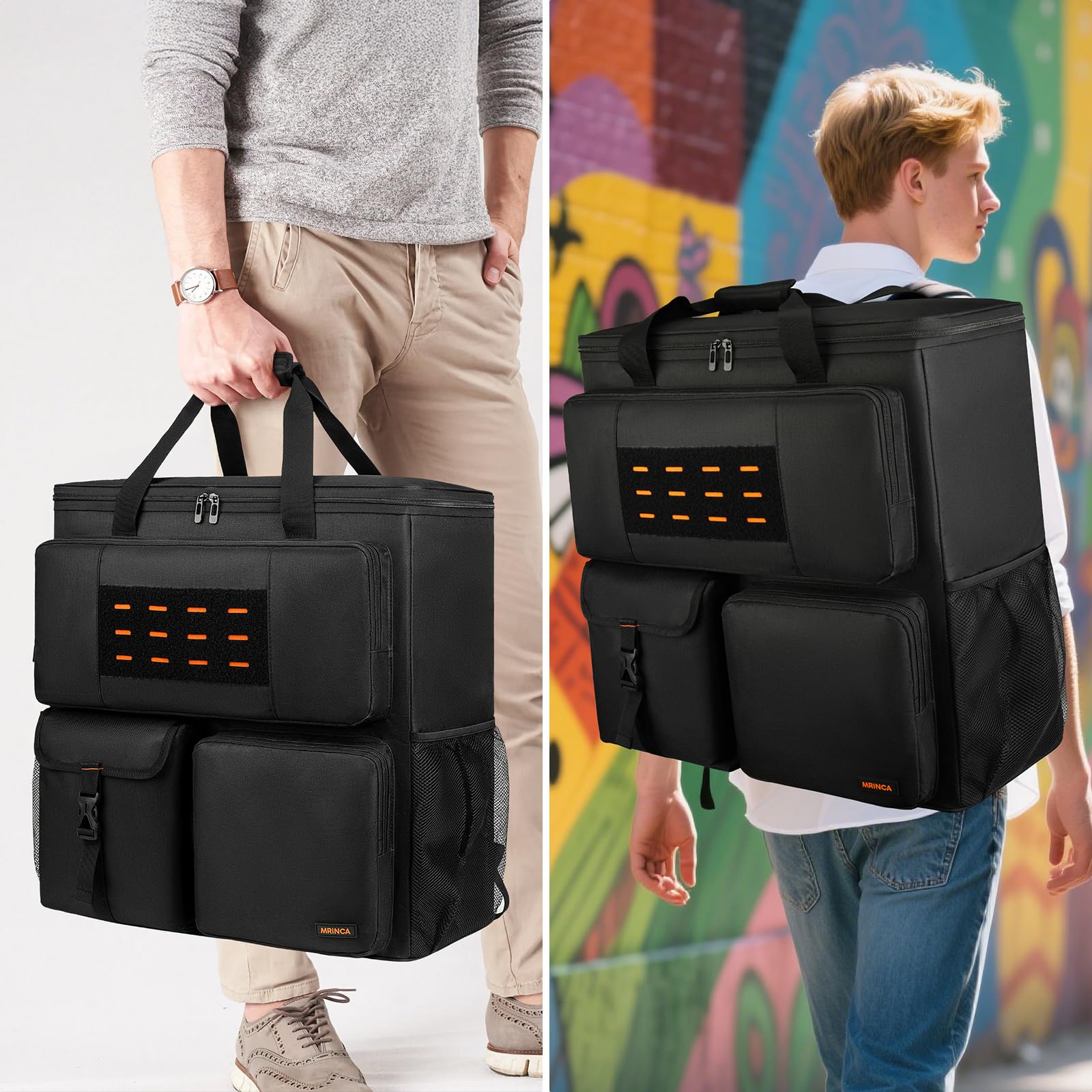 PC Travel Case Backpack for ATX Mid-Tower Desktop Computer, Portable Gaming PC Carrying Case with Pockets for Keyboard, Mouse, Cables & Accessories, Adjustable Padded Straps​