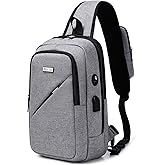 DUSLANG Crossbody Sling Backpacks for Men, Casual Shoulder Backpack Daypack Chest Bags with USB Charger Port For Camping Biking Travel Cycling