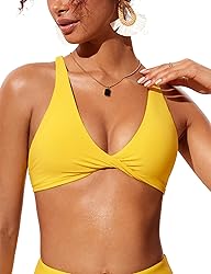 CRZ YOGA Womens V Neck Bikini Tops Twist Front