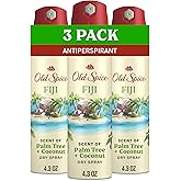 Old Spice Dry Spray Antiperspirant Deodorant for Men, 24/7 Freshness, 24/7 Sweat & Odor Protection, Gentle on Skin with Skin Conditioners, Fiji with Palm Tree + Coconut, 4.3 oz (Pack of 3)