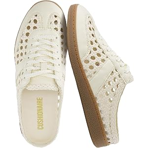 CUSHIONAIRE Buffy Woven Slip On Backless Sneaker Mules for Women