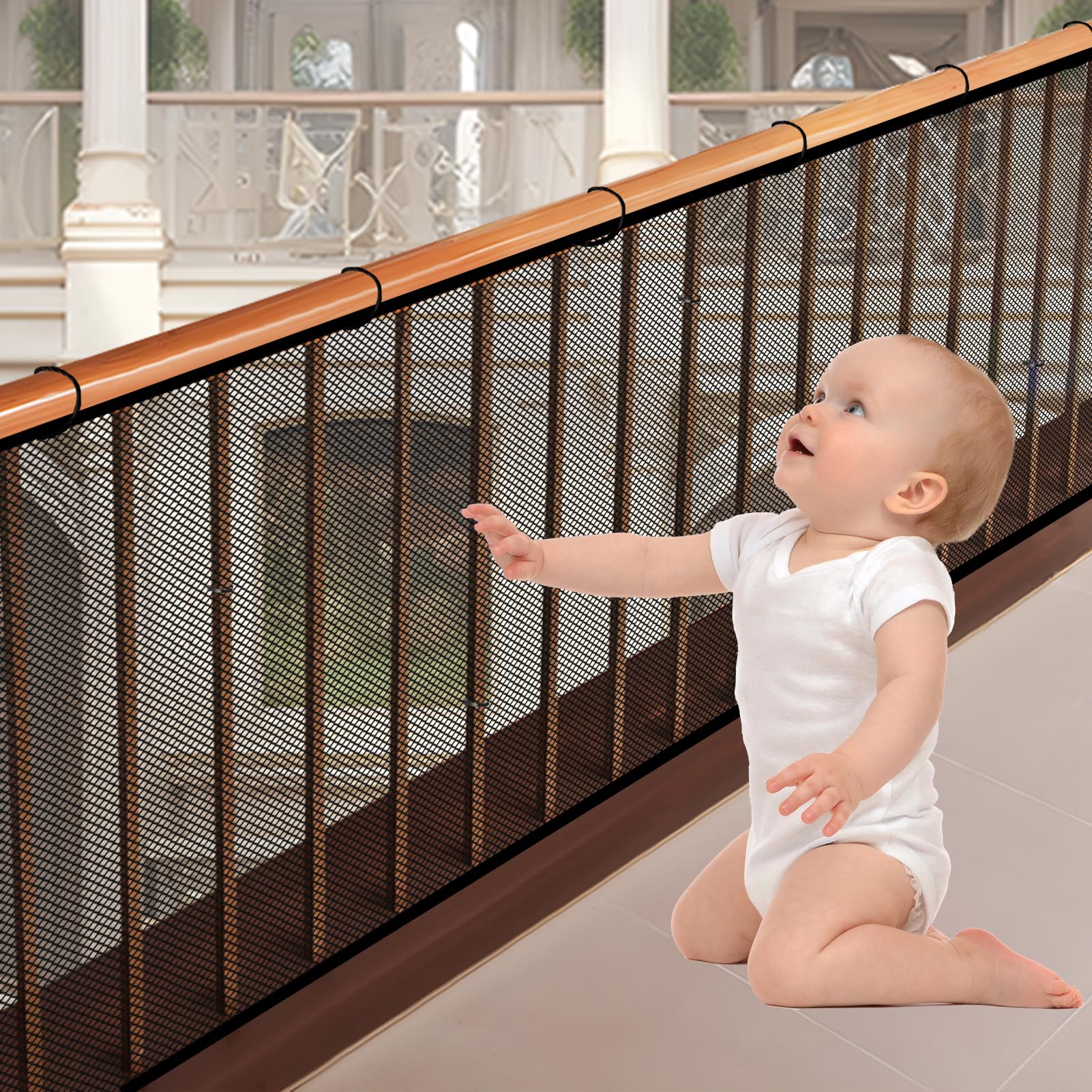 Children's Safety Net, 300 x 90 cm, Baby Balcony Railing, 3 Metres, Household Fall Protection for Children and Pets