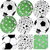 120Pcs Soccer Party Decorations Soccer Birthday Party Supplies Tableware Set Disposable Soccer Print Paper Plates and Napkins for Baby Shower Sports Theme Birthday Decorations