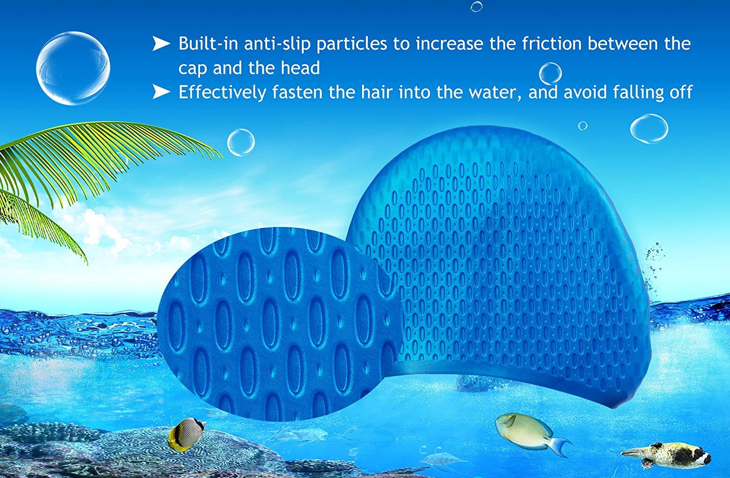 Swimming Cap for Long/Curly Hair 100% Silicone Swim Cap for Adult Swimming Laps Latex Rubber Reduce Water Intake Men Women UV Guys Girl Bathing Cap