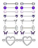 Besteel 8 Pairs Nipple Rings 14G Stainless Steel