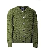 Irish Cardigan Sweater for Women Made in Ireland Supersoft Aran Merino Wool Lumber Jacket