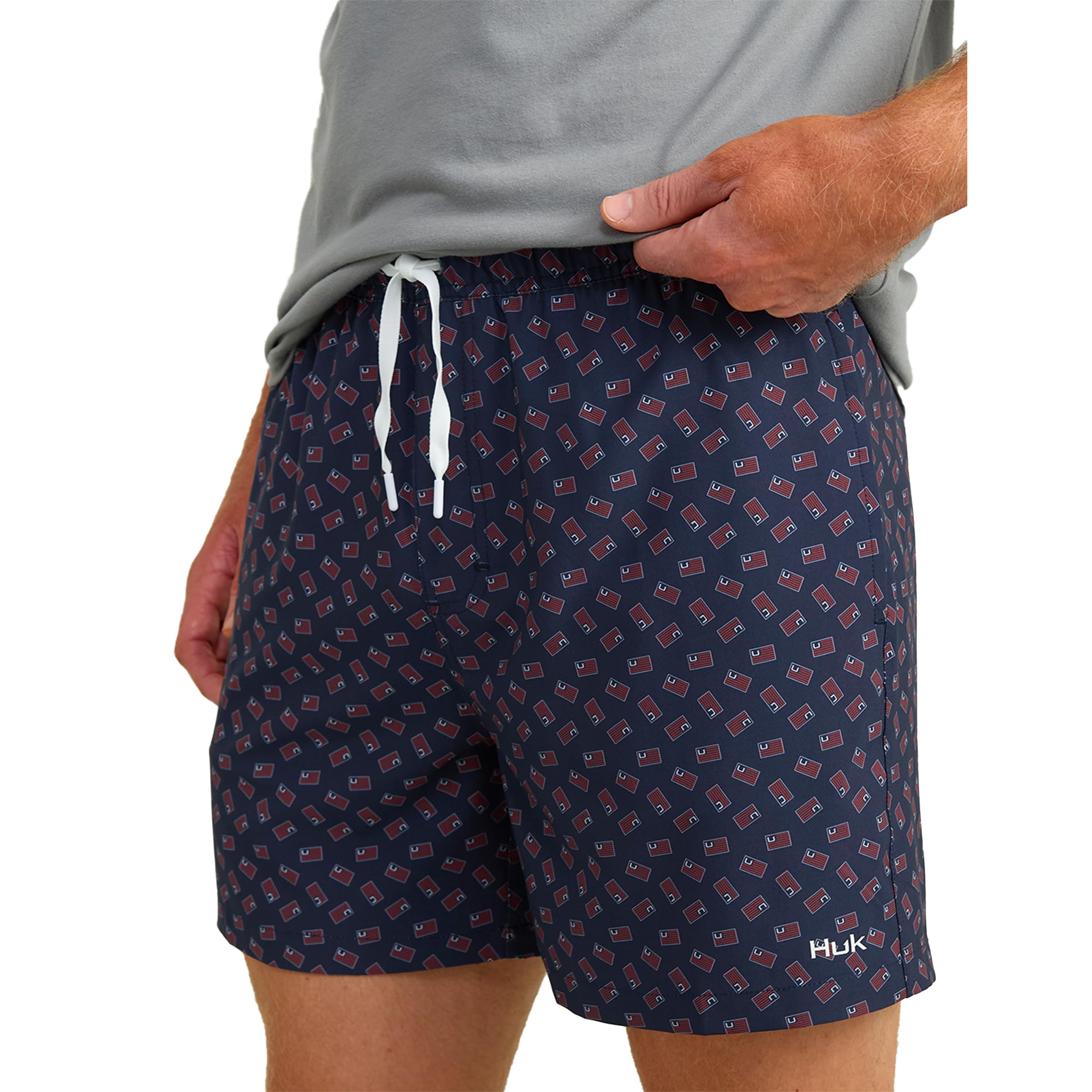 HUK – Mens Pursuit Volley Pattern Short, Quick-Dry Shorts for Men, Naval Academy 3.0, Small
