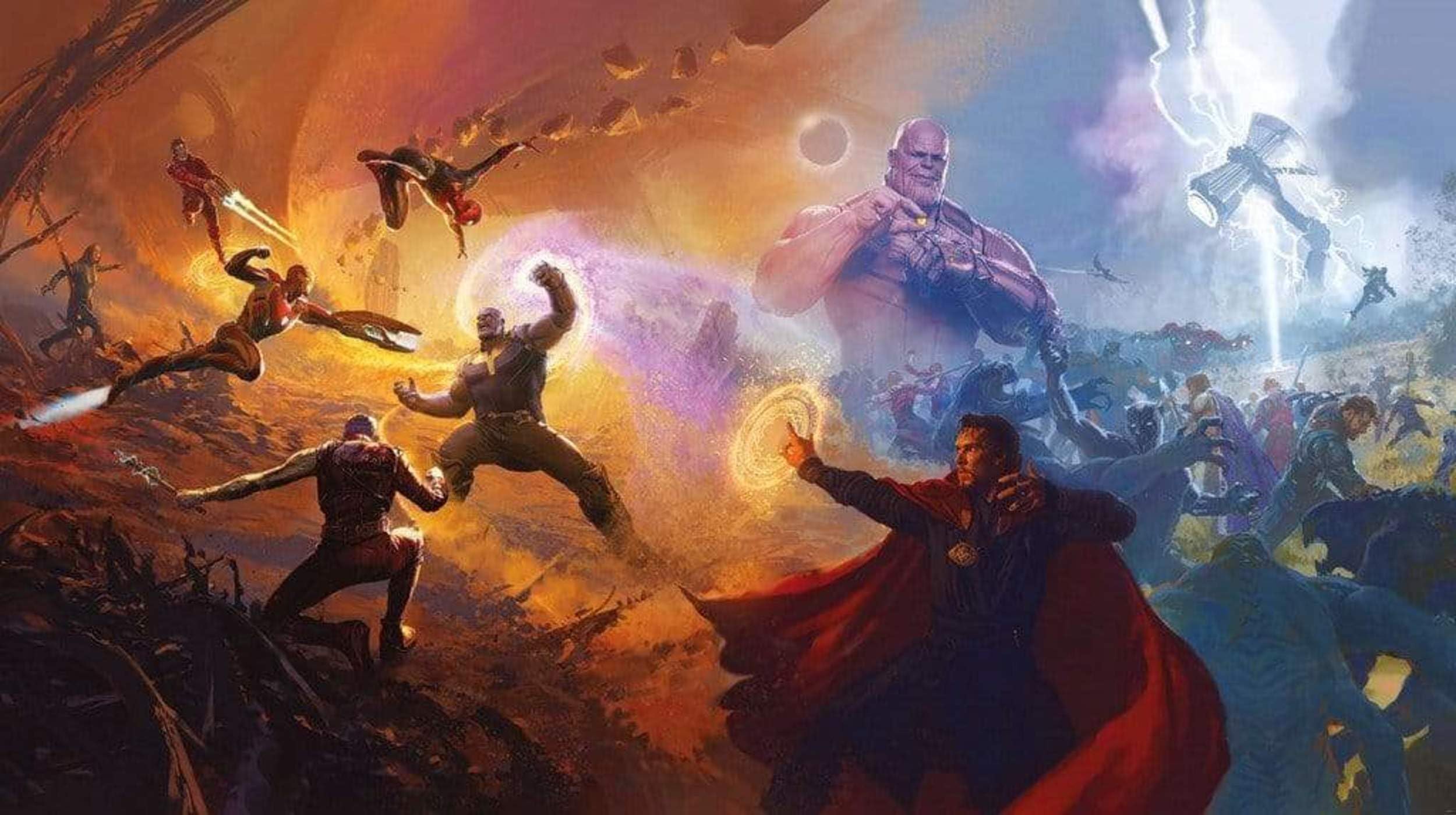 Komar Marvel IADX10-076 Non-Woven Photo Wallpaper Avengers Epic Battles Two Worlds Size: 500 x 280 cm (Width x Height) Children's Room Wallpaper Superheroes War